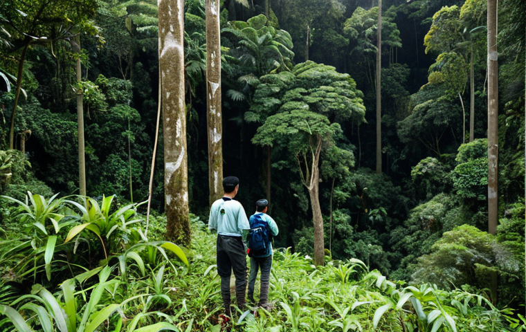 산림 자원 관리 방법 - **

A group of Malaysian researchers, fully clothed in appropriate field attire (long sleeves, pants...